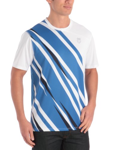 K-Swiss Camiseta de pádel para Hombre, tamaño L, Color Blanco/Strong Azul