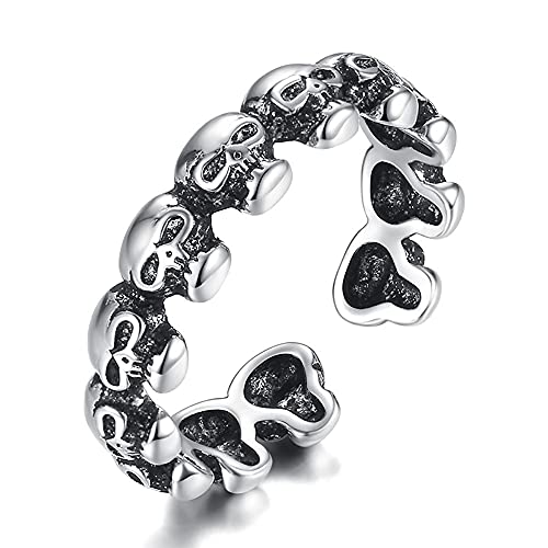 24 JOYAS Anillo Calaveras Góticas Punk Ajustable. Anillo Diseño Estilo Rockero Sortija de Craneos