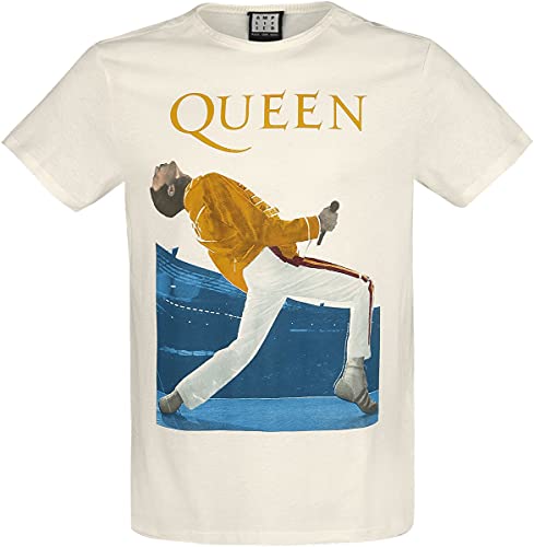 Queen Amplified Collection - Freddie Mercury Triangle Hombre Camiseta Blanco Roto L