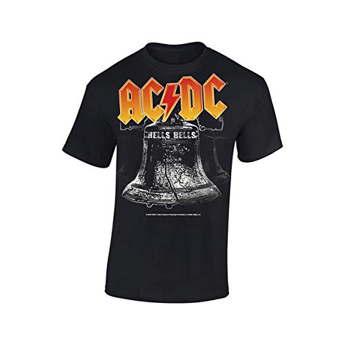 AC/DC Hells Bells Angus Young Brian Johnson Oficial Camiseta para Hombre (Medium)