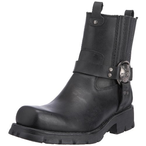 New Rock 7605-S1 - Botas de Cuero para Hombre, Color Negro, Talla 39.5