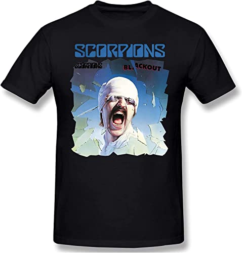 Scorpions Blackout Men's Fashion Short Sleeve T-Shirt Graphic Crewneck tee Black Camisetas y Tops(X-Large)