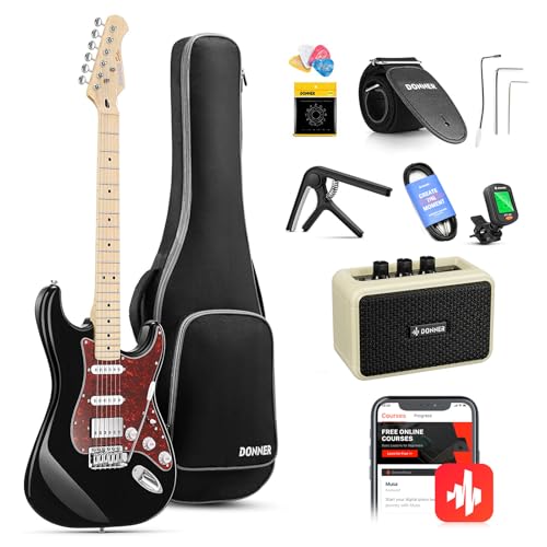 Donner Guitarra Electrica, Pack Guitarra Electrica de Tamaño Completo HSS Pickup Coil Split, Kit Guitarras...