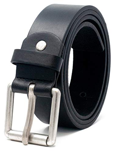 Ossi Hombres cinturón de 38mm para Jeans - tamaños 81cm - 152cm (80CM ( largo total 95cm), Negro)