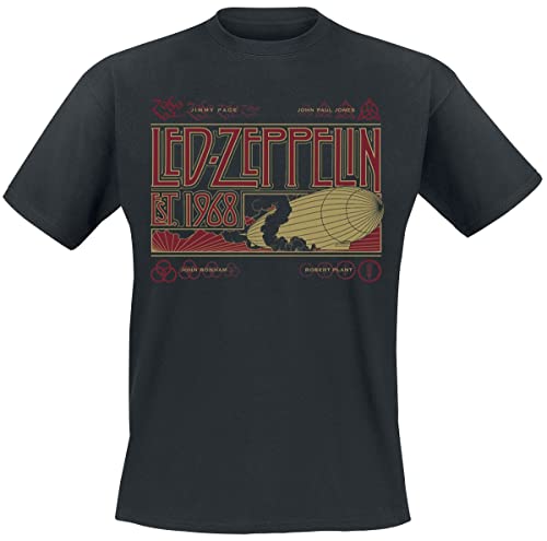 Led Zeppelin Zeppelin & Smoke Hombre Camiseta Negro XXL 100% algodón Vorne Bedruckt Regular