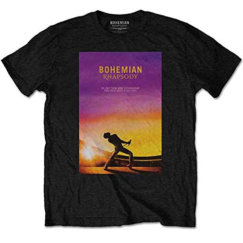 Rockoff Trade Queen Bohemian Rhapsody (Back Print) Camiseta, Negro (Black Black), Small para Hombre