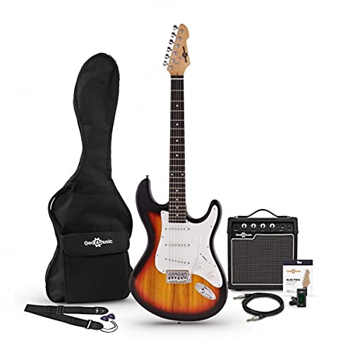 Gear4music LA Guitarra Eléctrica Kit para Principiantes con Amplificador 10W Sunburst