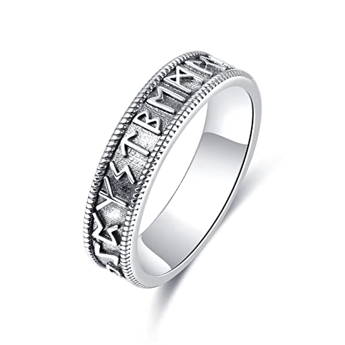 Anillo de runa vikinga de plata de ley 925, anillos nórdicos vikingos nórdicos amuletos, joyería para...