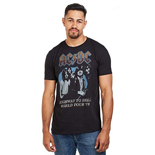 AC/DC ACDC-Highway World Tour 79' -s T-Lrg Camiseta, Negro (Black Blk), Large (Talla del Fabricante: Large)...