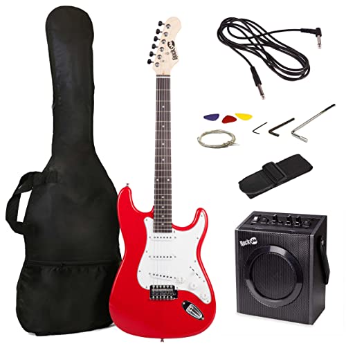 RockJam Kit de guitarra eléctrica de tamaño completo con amplificador de guitarra de 10 vatios, clases,...