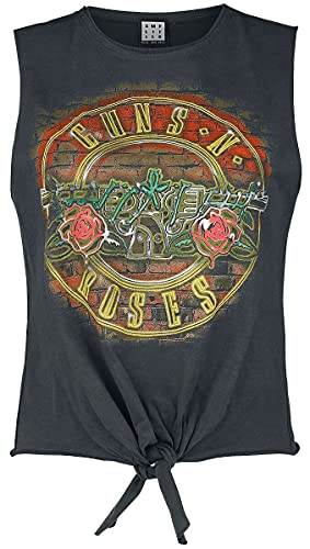 Guns N' Roses Amplified Collection - Neon Bullet Mujer Top Gris Marengo M, 100% algodón, Regular
