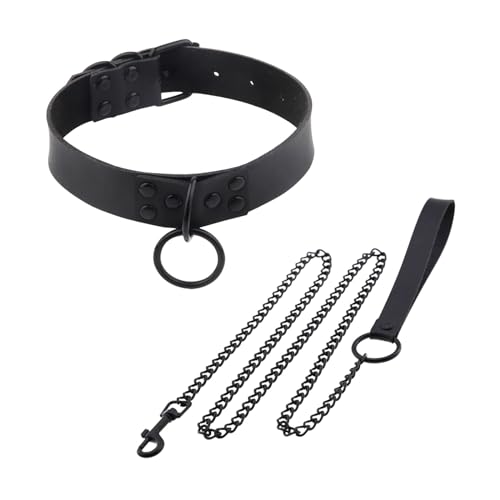 EUPSIIU Gargantilla Punk Rock, Gargantilla de Cuero Sintético O-Ring Collar, Gargantillas Góticas Cuero,...