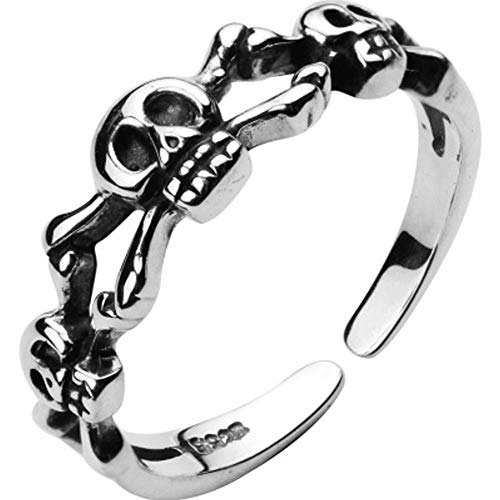 Anillo de compromiso de plata de ley S925 con diseño de calavera gótica para Halloween, anillo de...