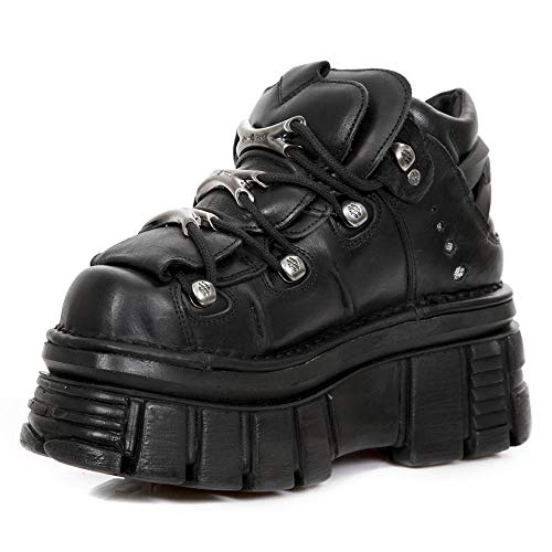 New Rock M.106-S29, Zapatos de Cordones Brogue Unisex Adulto, Negro (Negro 001), 37 EU