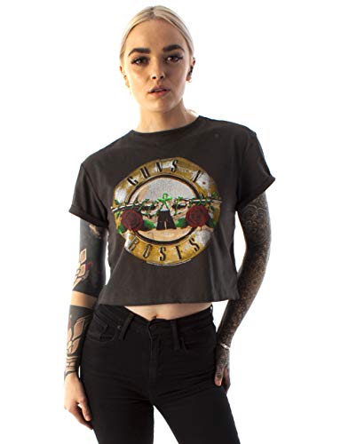 Camiseta Guns N Roses con Logo Amplificado para Mujer Camiseta Corta