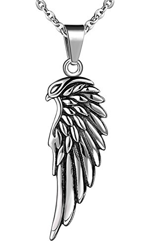 Feilok Colgante de acero inoxidable alas de águila para hombre, cristal sin piedra, Vidrio, sin piedra