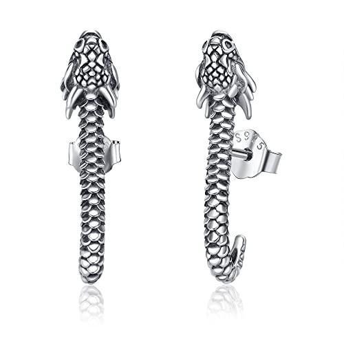 Pendientes de dragón de plata de ley con diseño de dragón, tirantes, vintage, animales, dragón, joyas,...