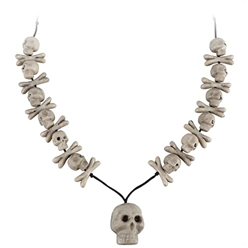 com-four® Collar Calavera para Halloween - Collar con calavera y colgantes de hueso - Accesorios para...