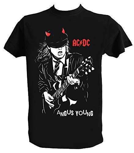 Camiseta Angus Young Fan Art Hombre Niño Higway To Hell Grupos de Rock T Shirt, Niños 9-11 Años