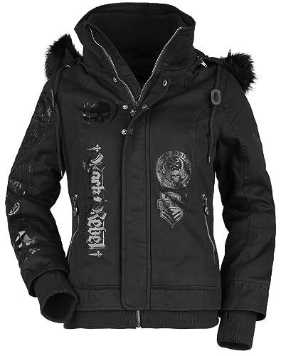 Rock Rebel by EMP Mujer chaqueta de invierno negra con estampado en la espalda M