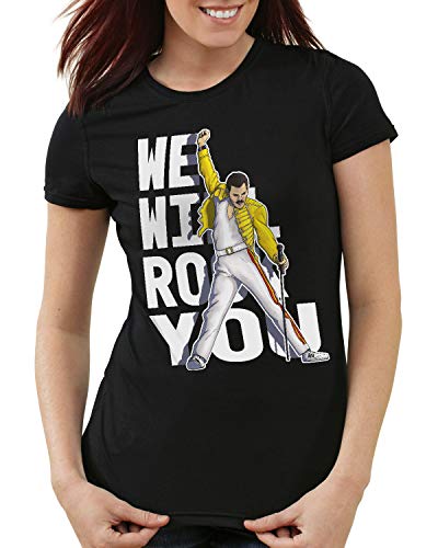 style3 Angus de Vitruvio Camiseta para Mujer T-Shirt Young Hard Rock da Vinci, Color:Negro, Talla:S