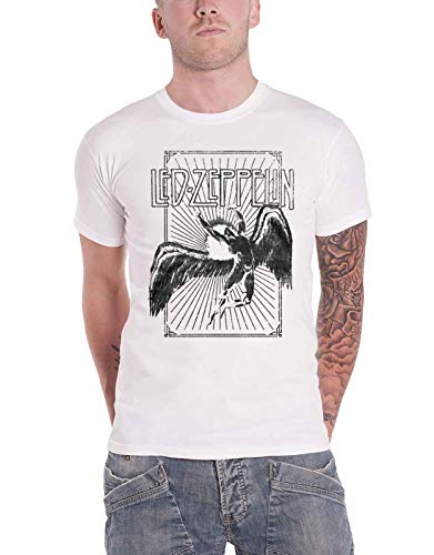 Led Zeppelin Icarus Burst Hombre Camiseta Blanco L 100% algodón Regular