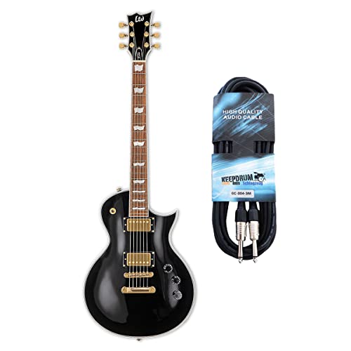 ESP LTD EC-256 BLK - Guitarra eléctrica negra + cable jack mono keepdrum