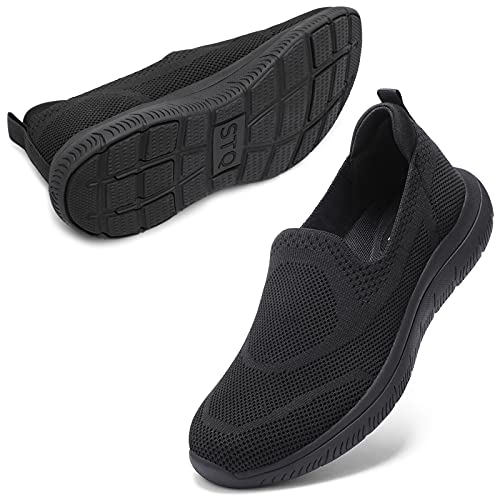 STQ Zapatillas de Mujer Negras Deportes Zapatos Sin Cordones Malla Deportivas para Mujer Comodos Caminar...