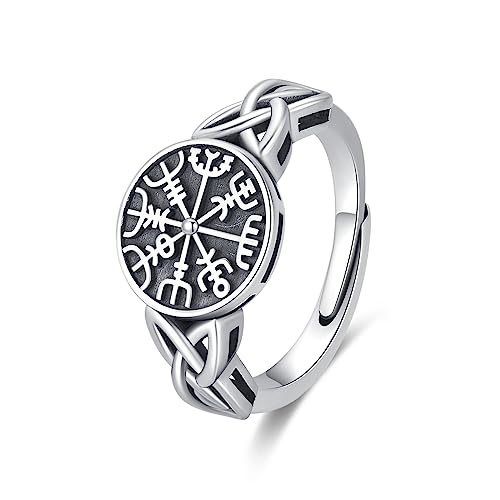 REDSUN Anillo de plata de ley 925 con runa vikinga, anillo de dedo punk vikingo, joyería vikinga, anillo de...