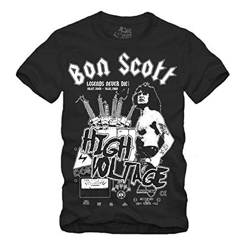 High Voltage Bon Scott – Camiseta S – XXXXL Memory Australian Hard Rock – Rock N Roll Singer Negro M
