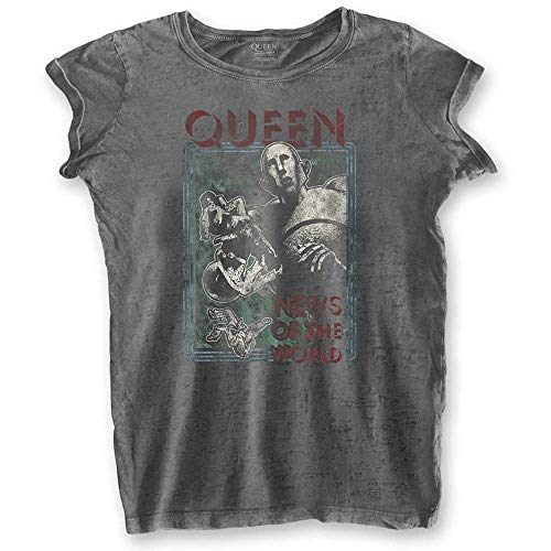 Tee Shack Ladies Queen News of The World Freddie Mercury Oficial Camiseta Mujeres señoras (Medium)