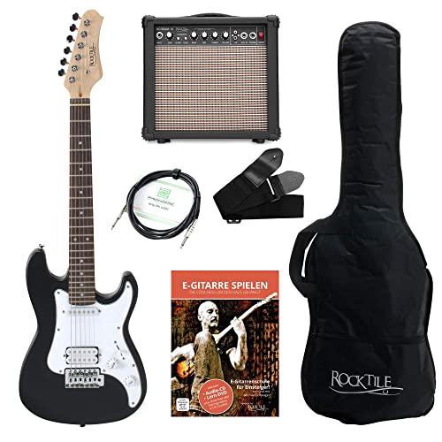 Rocktile Sphere Junior guitarra electronica 3/4 negro SET incl. amplificador, cable y correa