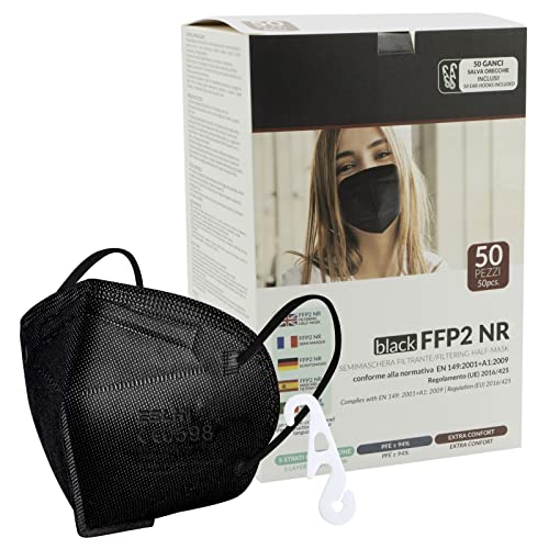 ESLH 50 Mascarillas Negras FFP2 certificadas CE 0598 | Mascarilla Negra FFP2 50 Piezas selladas...