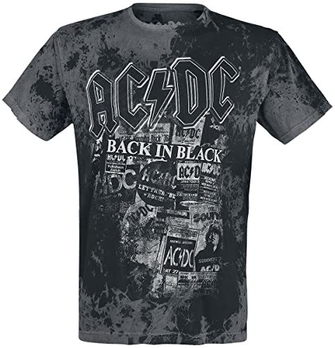 AC/DC Back in Black Hombre Camiseta Gris/Negro L 100% algodón Regular