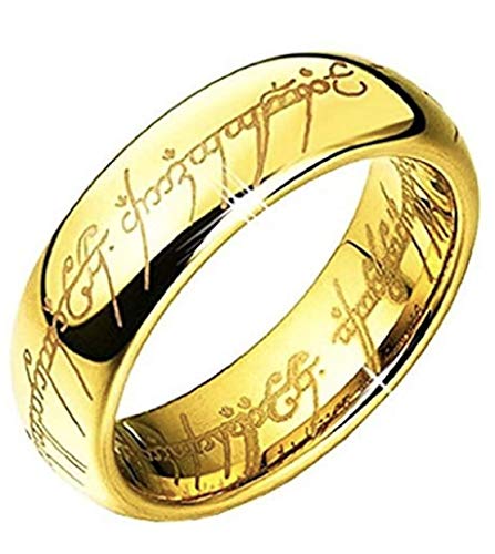 WAY2BB - Anillo Tungsteno Señor de los anillos Lord of The Rings de 6 mm, plateado, Sin piedras preciosas