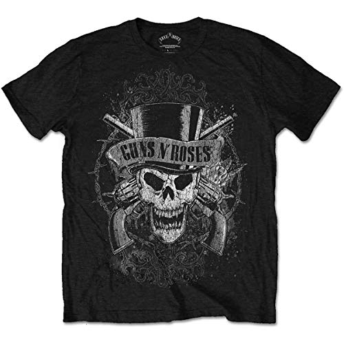 Guns N' Roses Faded Skull Camiseta, Negro, XXL para Hombre