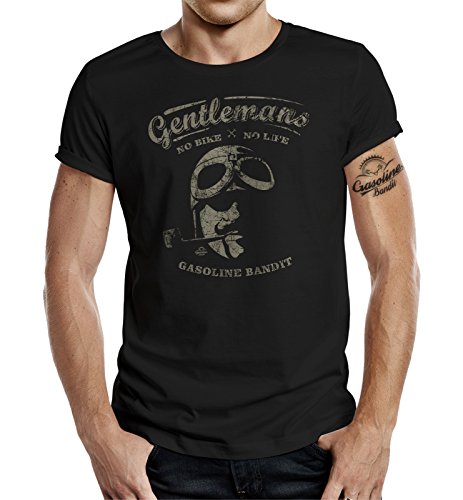 Gasoline Bandit Original Gentlemen Rider Diseno Camiseta: Gentlemen No Bike - No Life-XL