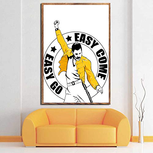 JWJQTLD Impresión En Lienzo Freddie Mercury Queen Rock Band Legendario Pop Star Comic Poster E Impresiones...
