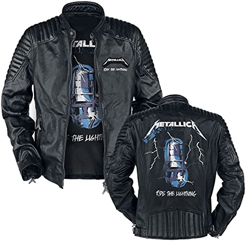 Metallica Ride The Lightning Hombre Chaqueta de Cuero Negro XL 100% cuero Regular