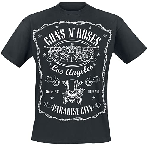 Guns N' Roses Paradise City Label Hombre Camiseta Negro M 100% algodón Regular