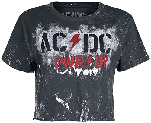AC/DC PWR Lightning Mujer Camiseta Negro-Blanco M 100% algodón Vintage Ancho
