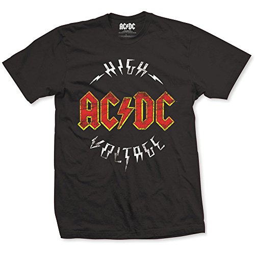 AC/DC High Voltage Angus Young Bon Scott Rock oficial Camiseta para hombre (Large)