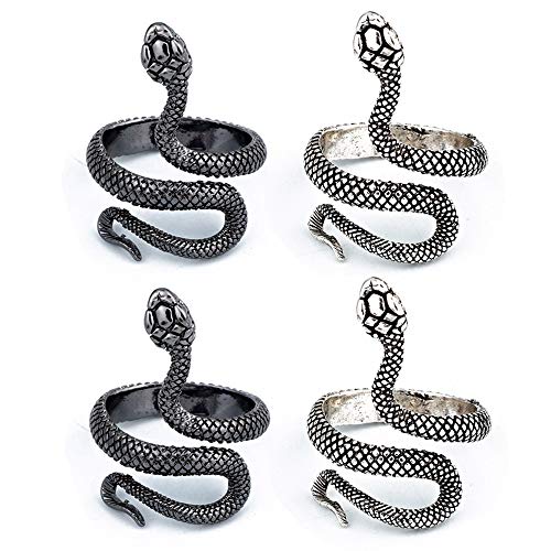 Anillo Serpiente, 4 Piezas Anillo Serpiente Joyería Vintage, Punk Rock Anillo Serpiente, Anillo Serpiente...