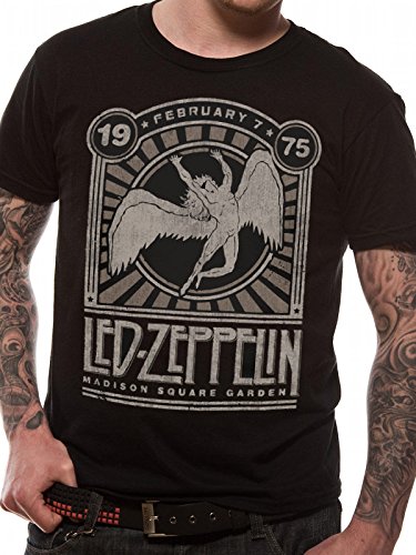 CID Led Zeppelin-Madison Sq Garden Camiseta-Camisa, Negro, L para Hombre