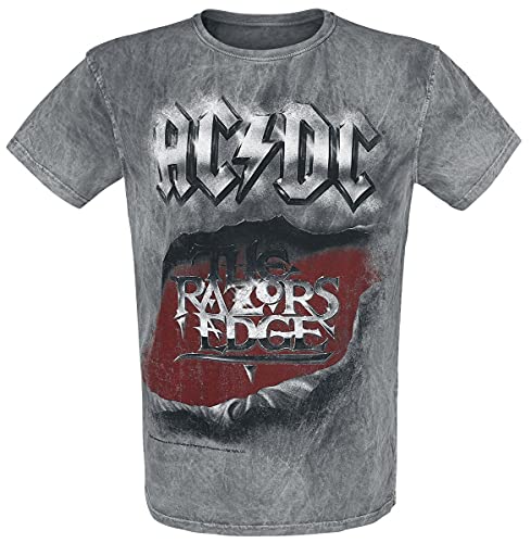AC/DC Razors Edge Hombre Camiseta Gris M 100% algodón Regular