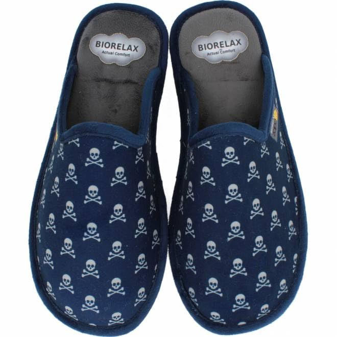 zapattu - Biorelax - Zapatilla de casa Estampado Calaveras - Marino, 44