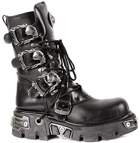 New Rock Shoes - Classic Reactor Boots with Skull Buckles UK 8