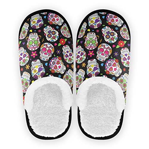 Day Of The Dead - Zapatillas de viaje para mujeres y hombres, dise駉 de calavera con flores de cr醤eo,...