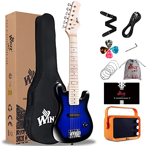 Winzz 30 Pulgadas Guitarra Eléctrica Infantil Kit,Mini Guitarra Electrica para Niños, Principiantes con...