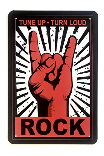DiiliHiiri Rock on - Rock 'n' Roll - Heavy Metal - Headbanging - Cartel de Chapa Vintage Decoración, Letrero...